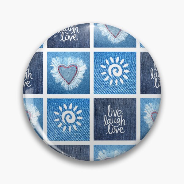 Item preview, Vintage Blue Denim Patchwork design: Sun Heart Live Laugh Love Design designed and sold by DesigntshirtWB.