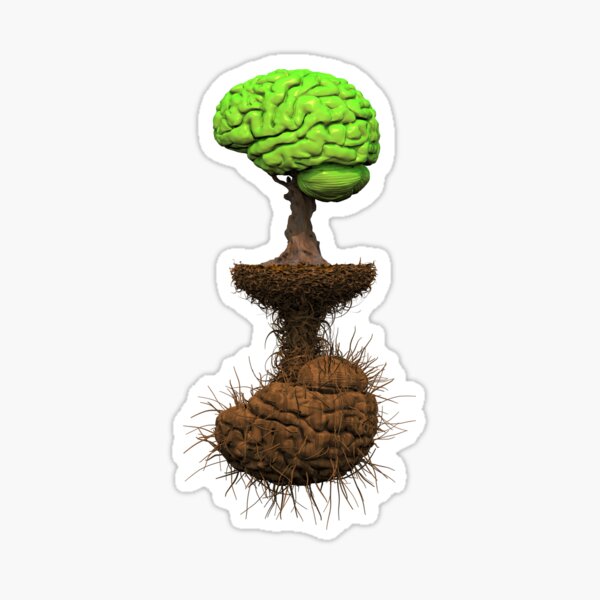 Vista previa del artículo con la obra «Árbol cerebral con raíces», diseñado y vendido por Russell Kightley.