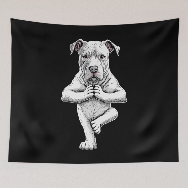 Item preview, Dogo Argentino Dog Yoga Puppy Funny Dogs Tree Pose Asana designed and sold by GrandeDuc.