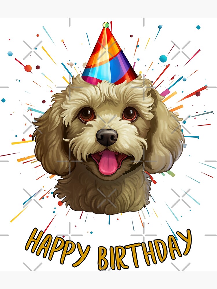 Happy Birthday Card With Cavapoo Dog - 5x7 Inch Blank Inside Dog Lover Birthday Card