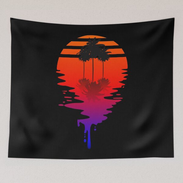 Item preview, Dripping Sun - Retrowave sun with palm trees designed and sold by DerNerd.
