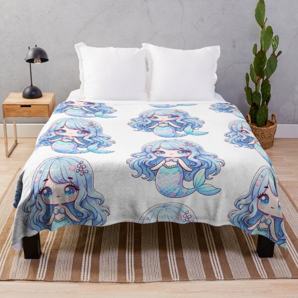 Item preview, Cute Kawaii Little Mermaid with blue hair designed and sold by RhythmK.