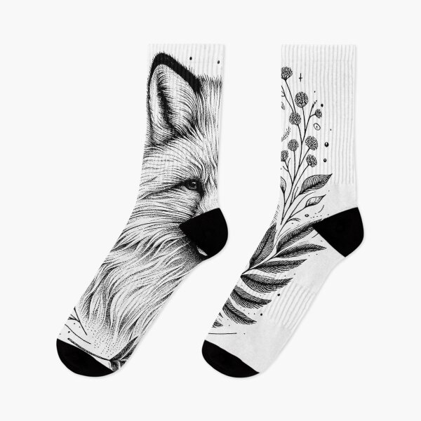 Item preview, "Pen Illustration: Arctic Fox in Botanical Serenity" designed and sold by zzz888.
