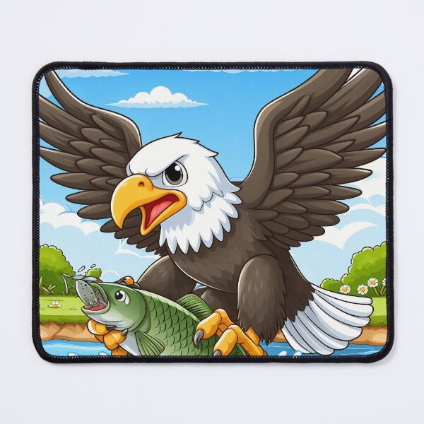 Item preview, cartoon eagle is catching fish in the lake. designed and sold by MzulhilmiZam.