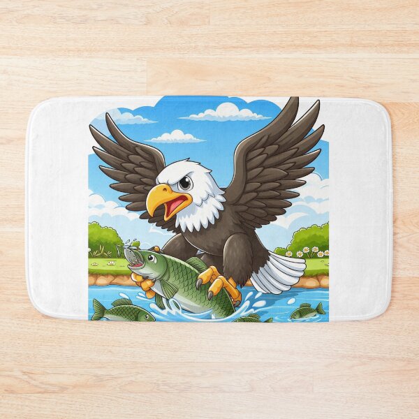 Item preview, cartoon eagle is catching fish in the lake. designed and sold by MzulhilmiZam.