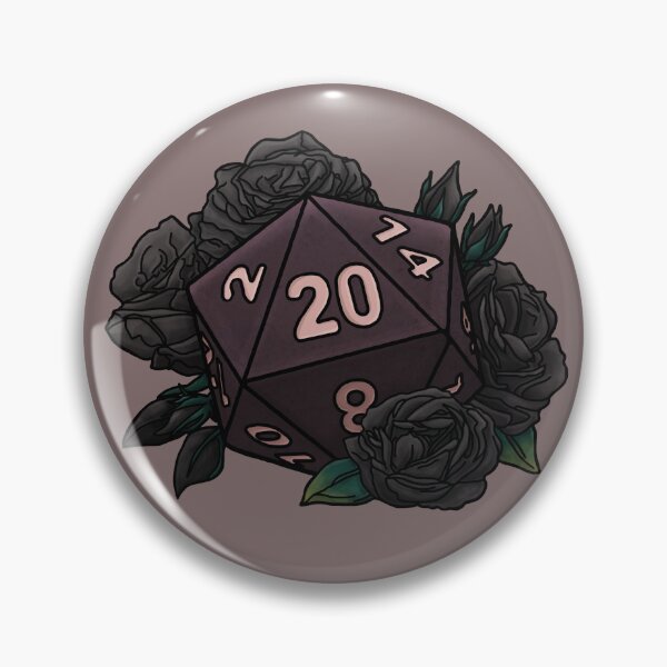 Artikelvorschau, Rose D20 – schwarze Variante – Tabletop-Gaming-Würfel entworfen und verkauft von Cassidy June Art.