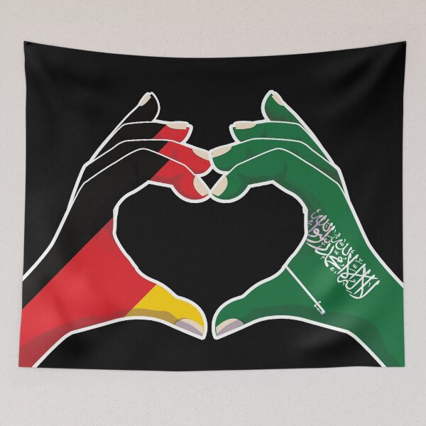 Aperçu de l'œuvre Arabie Saoudite Arabie Saoudite Allemagne Allemand Love Heart Peace créée et vendue par FlagX.
