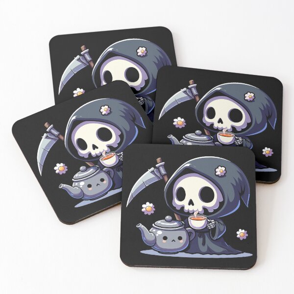 Item preview, Cute Grim Reaper Drinking Tea designed and sold by Kawaii-n-Spice.