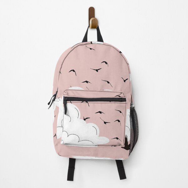 Item preview, Abstract Pink Sky with black birds Illustration | White clouds designed and sold by Choregirl.