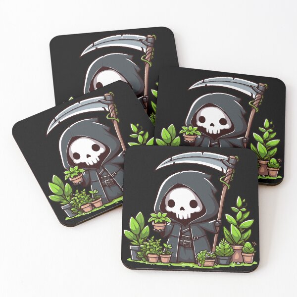 Item preview, Cute Grim Reaper Gardening designed and sold by Kawaii-n-Spice.