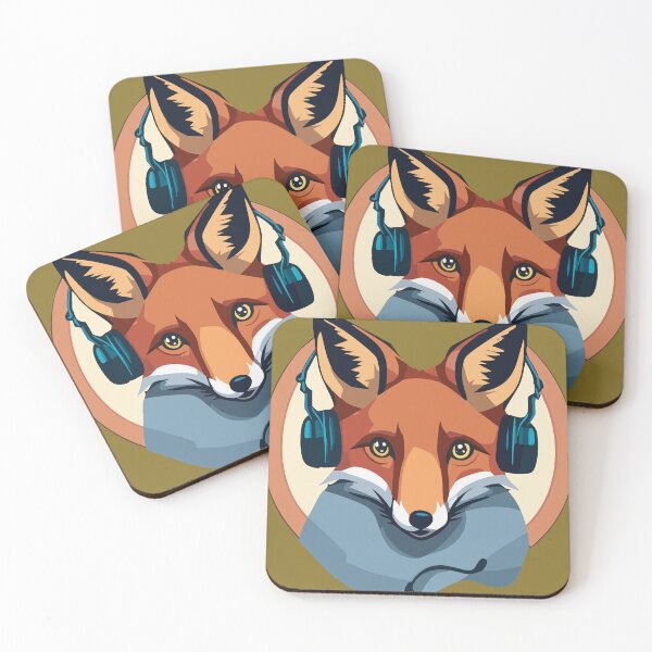 Item preview, t-shirt design, colorful fox with headphones on, art deco designed and sold by ericrautenbach.