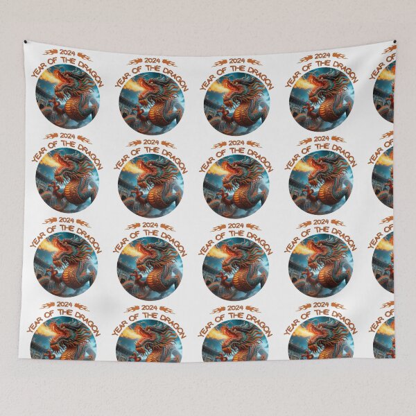 Item preview, Blue dragon with extra flames, 2024 year of the dragon designed and sold by Coolparrotgirl.