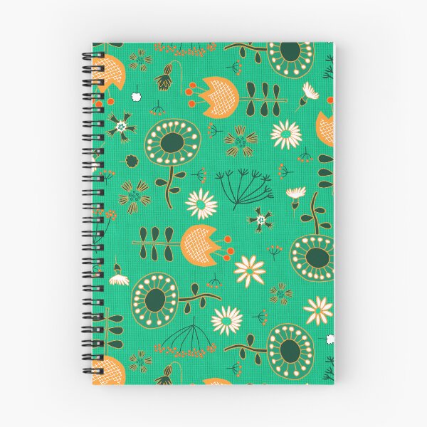 Artikelvorschau, Verstreute Retro-Blumen auf strukturiertem Grün entworfen und verkauft von colorofmagic.