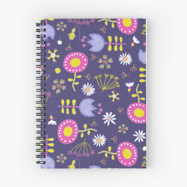 Artikelvorschau, Verstreute Retro-Blumen auf strukturiertem Lila entworfen und verkauft von colorofmagic.
