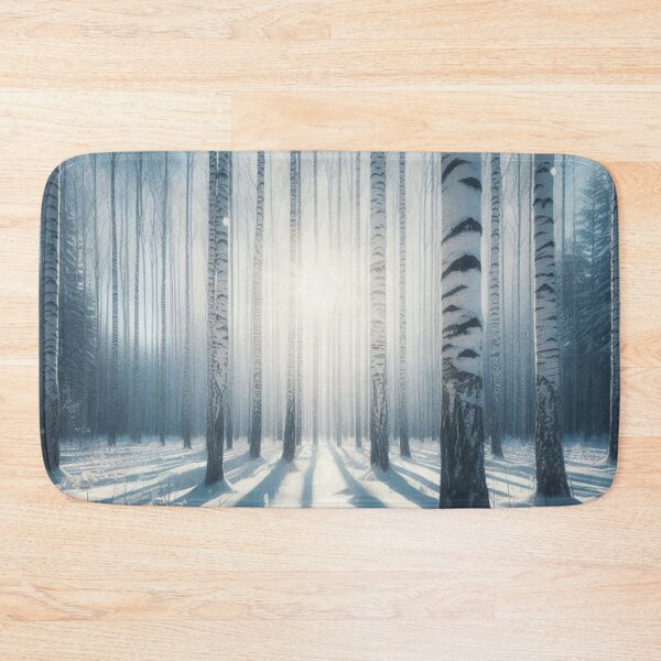 Item preview, Snowy Birch Forest in Winter Sunrise Lights designed and sold by Gaborai.