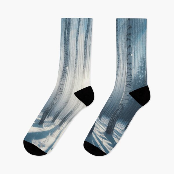 Item preview, Snowy Birch Forest in Winter Sunrise Lights designed and sold by Gaborai.