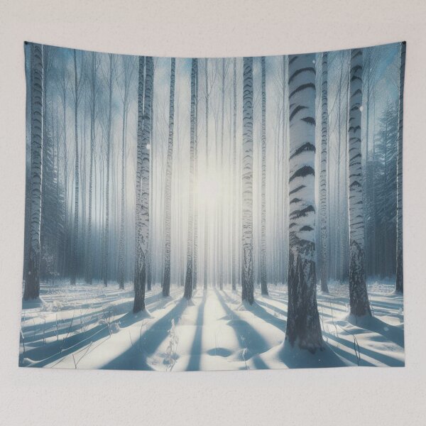 Item preview, Snowy Birch Forest in Winter Sunrise Lights designed and sold by Gaborai.