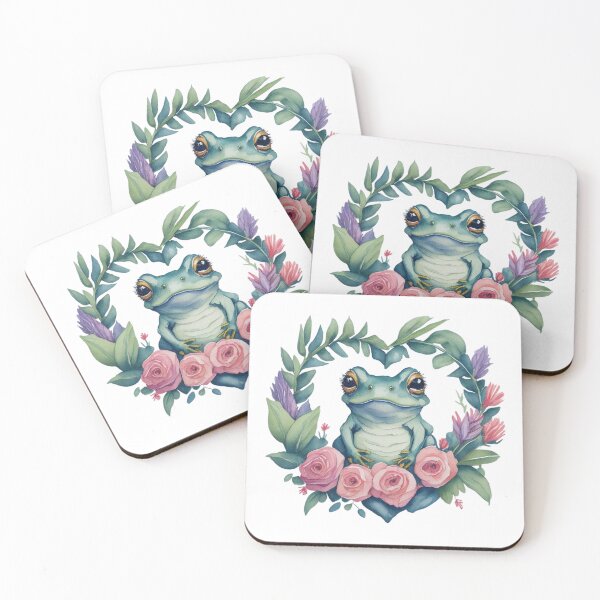 Item preview, Cute little frog in a heart-shaped rose wreath - small portrait in vintage style. designed and sold by SaraSumi.