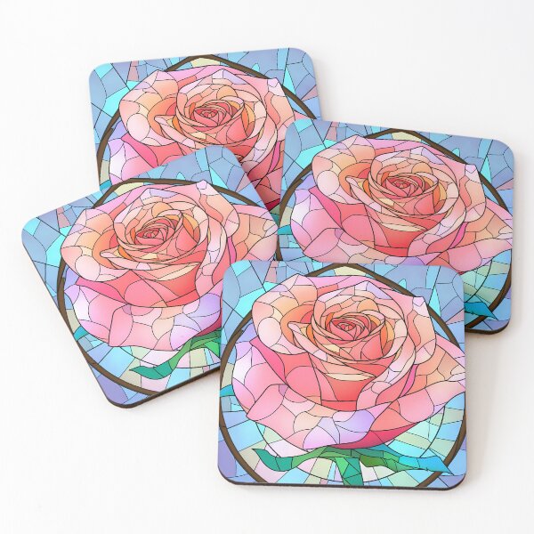 Item preview, Pink Rose design glass stained design - mosaic designed and sold by octoboobs.