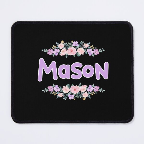 Item preview, Purple Flower Mason Name Label (Black) designed and sold by NormadWorld.
