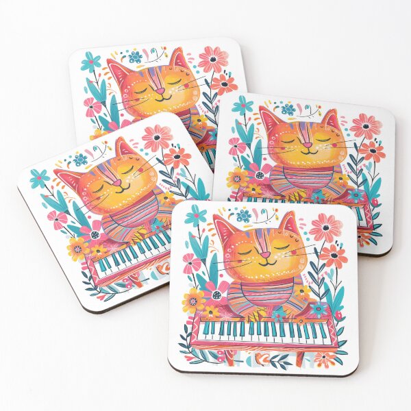 Item preview, Cat playing the piano designed and sold by FlowersColorful.