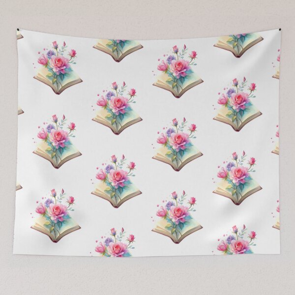 Item preview, watercolour flowers growing from book designed and sold by oilidesing.