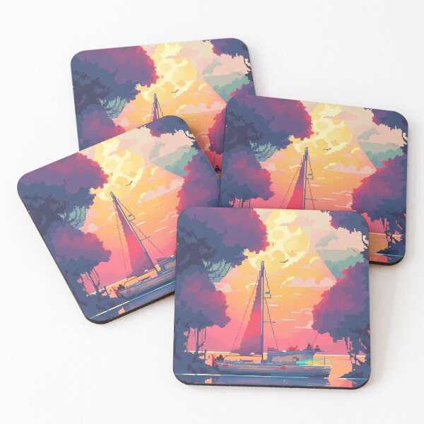Item preview, Evening Sailing, relaxing vibes- Pixel art designed and sold by octoboobs.