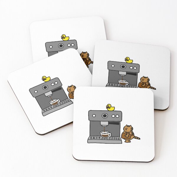 Item preview, a Cat and a Duck with a espresso machine designed and sold by superbaechoo.