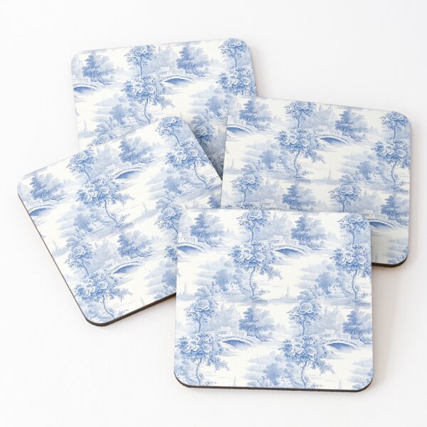 Item preview, Vintage Blue Toile, French Blue Antique Floral Pattern designed and sold by InkspirationGraphics.