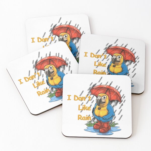 Item preview, Parrot in Wellington boots and with an umbrella, text "I don't like rain" designed and sold by Tomasz  Siennicki.