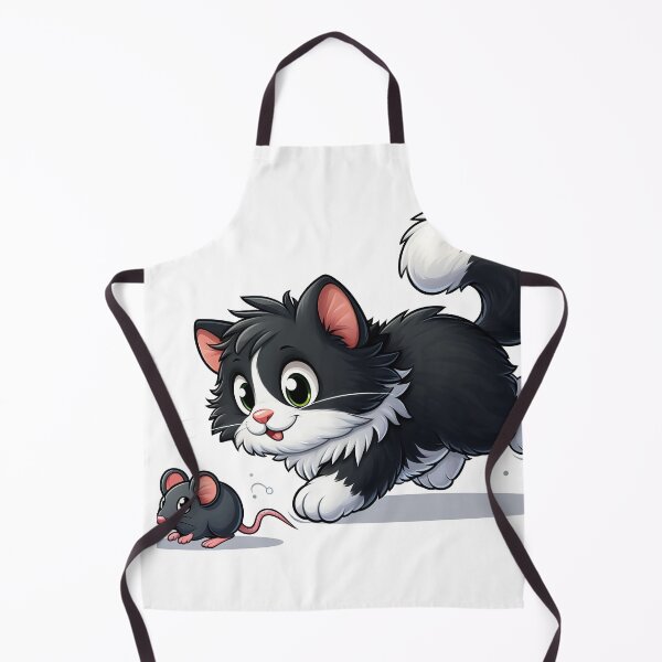 Item preview, Black white cat chasing mouse designed and sold by MzulhilmiZam.
