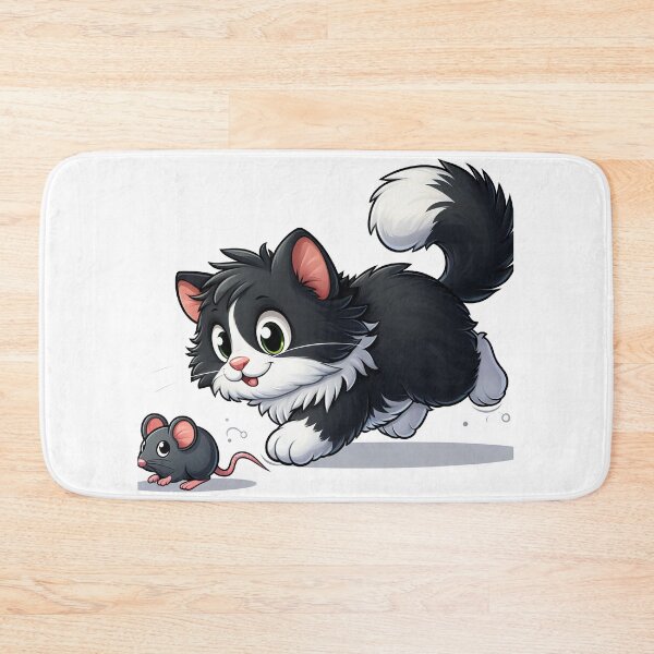 Item preview, Black white cat chasing mouse designed and sold by MzulhilmiZam.