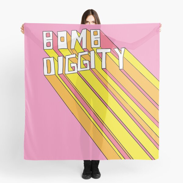 Retro Bomb Digity Words In Pink, Yellow, and Orange Scarf