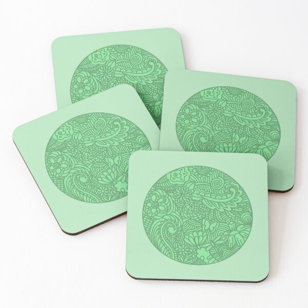 Item preview, FLOWERS & CATS MANDALA GREEN designed and sold by ulricateodoro.