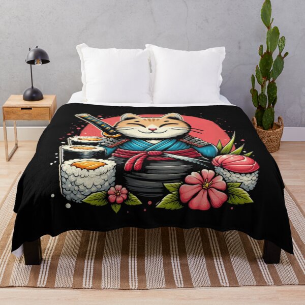 Item preview, Happy Samurai Sushi Cat | Women’s Kawaii Japanese Cat Lover designed and sold by Collin36.