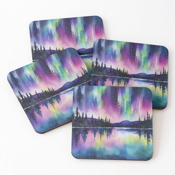 Item preview, Aurora Borealis Majesty: Spectacular Lights Over Forest Lake designed and sold by colorvisionart.
