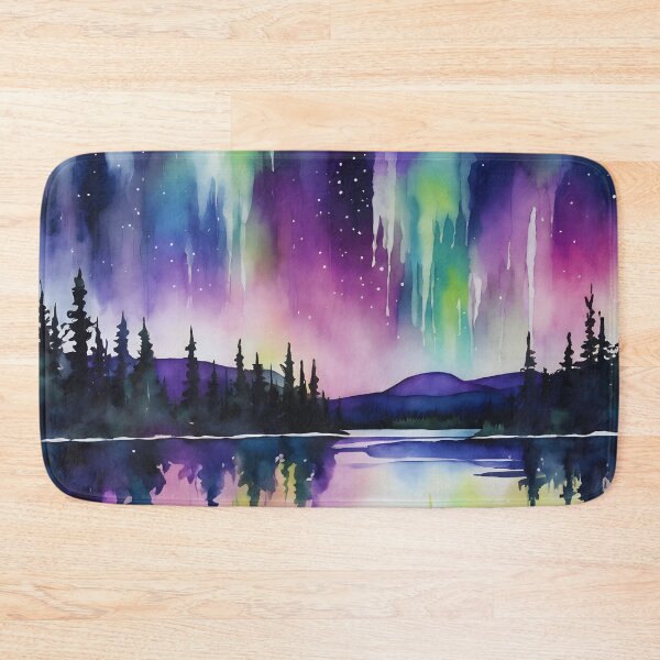 Item preview, Aurora Borealis Majesty: Spectacular Lights Over Forest Lake designed and sold by colorvisionart.