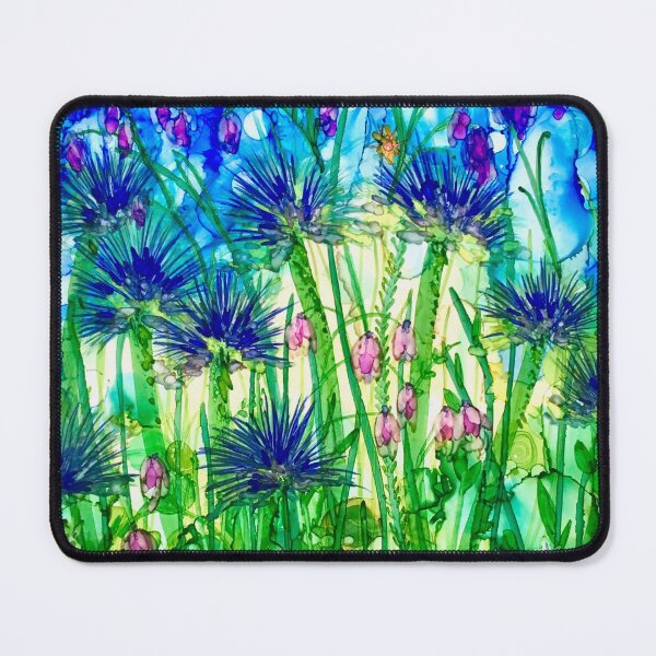 Item preview, Soft & Spiky, bold blue flowers in alcohol inks designed and sold by MillieMoth.
