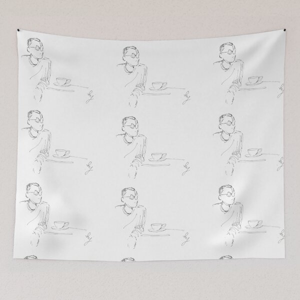Item preview, Man With Round Glasses Having a Cup of Tea Drawing designed and sold by MikeJory.