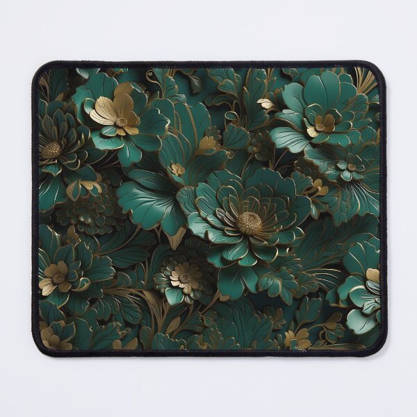 Item preview, Flowers in dark green and gold - 3D relief pattern #54 designed and sold by GoldenEraArt.