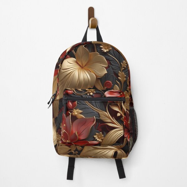 Item preview, Flowers and leaves in dark red, black and gold - 3D relief #57 designed and sold by GoldenEraArt.
