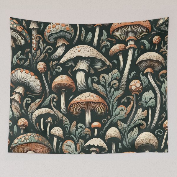 Item preview, Vintage mushroom pattern designed and sold by TomFrontierArt.