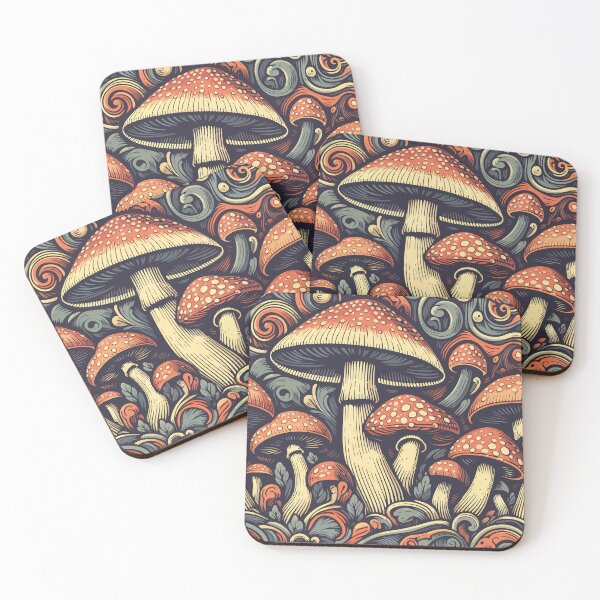 Item preview, Vintage mushrooms fungus art pattern designed and sold by TomFrontierArt.