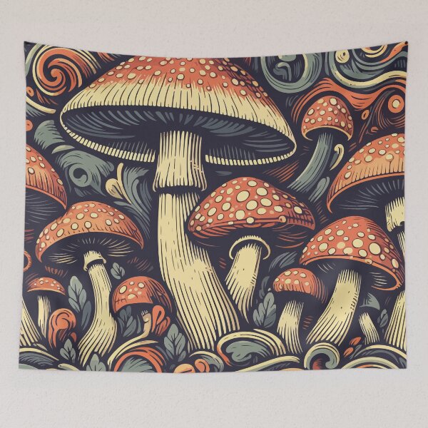 Item preview, Vintage mushrooms fungus art pattern designed and sold by TomFrontierArt.