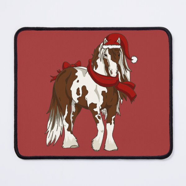 Item preview, Irish cob horse with a scarf and a Christmas hat designed and sold by christmas-lady.
