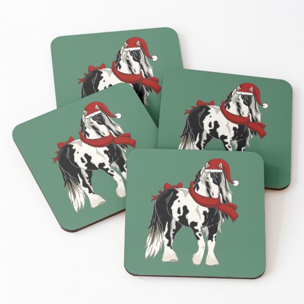 Item preview, Irish cob horse with a scarf and a Christmas hat designed and sold by christmas-lady.