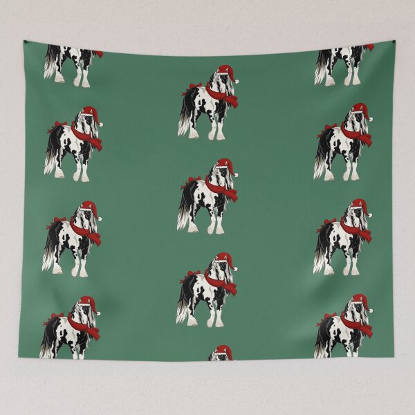 Item preview, Irish cob horse with a scarf and a Christmas hat designed and sold by christmas-lady.