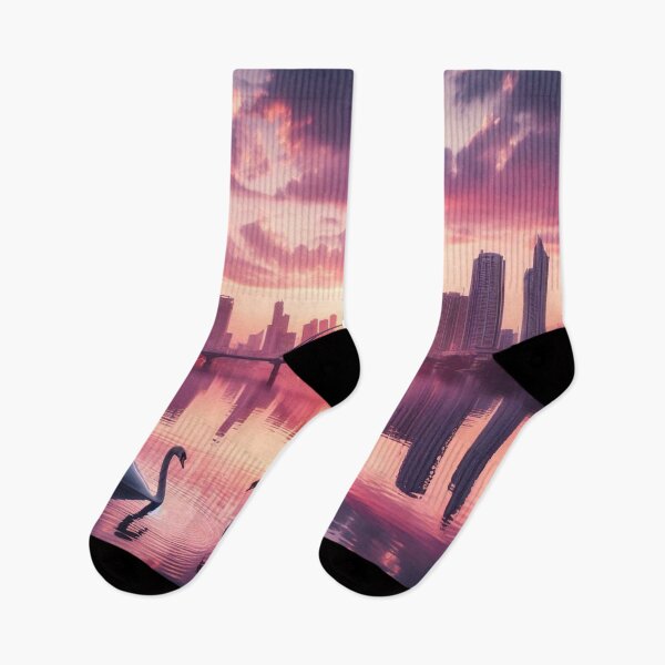 Item preview, A Sunset Skyline with Swans designed and sold by DivineMelle.