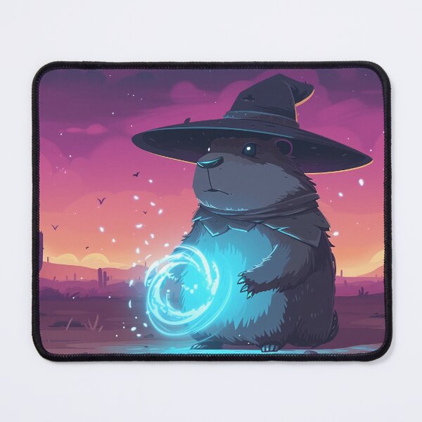 Item preview, Capybara Mage creating a portal using magic spell on the desert designed and sold by EpicFantasy.