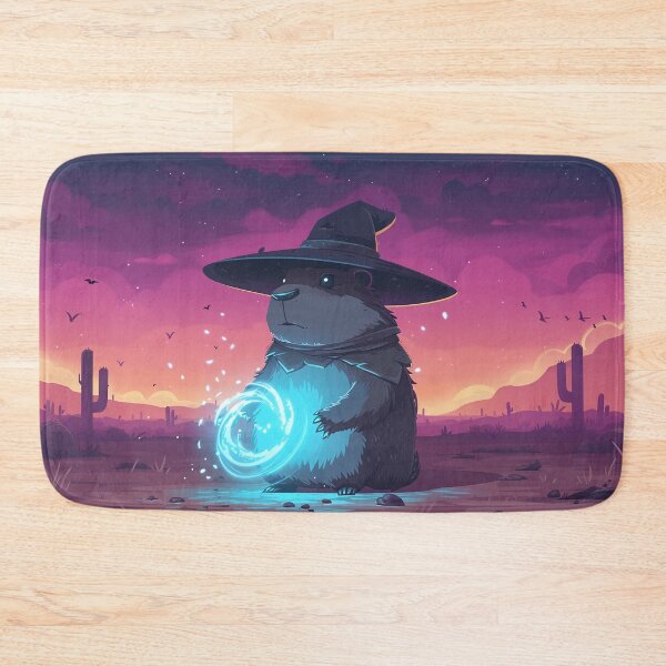 Item preview, Capybara Mage creating a portal using magic spell on the desert designed and sold by EpicFantasy.